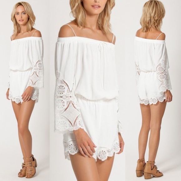 liberty garden Pants - Liberty Garden Off Shoulder Lace Romper